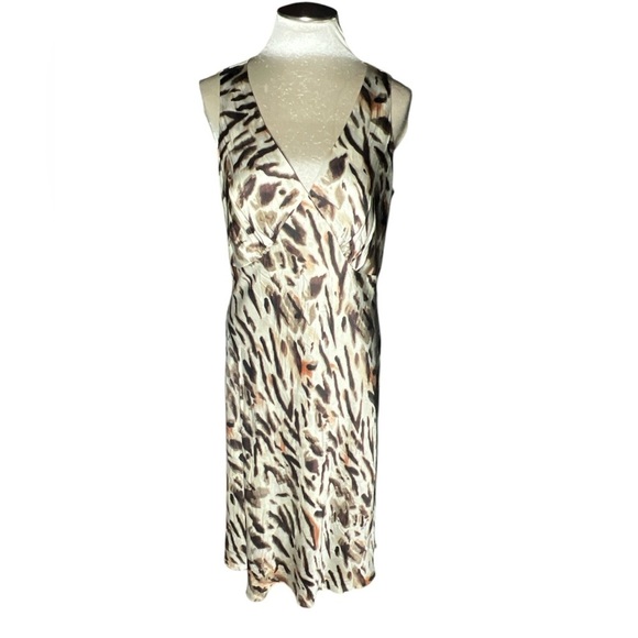 Lane Bryant vtg animal print Sleeveless Sheath 100% silk Dress 14 - Picture 3 of 8